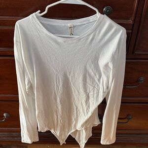 Free People Cream Long Sleeve Top
